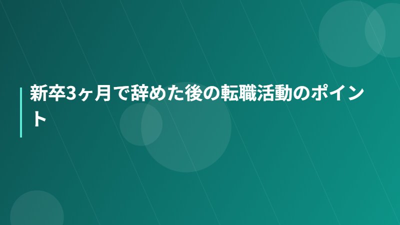 新卒3ヶ月で辞めた後の転職活動のポイント