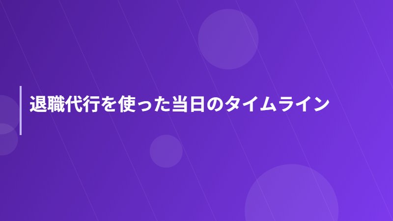 退職代行を使った当日のタイムライン
