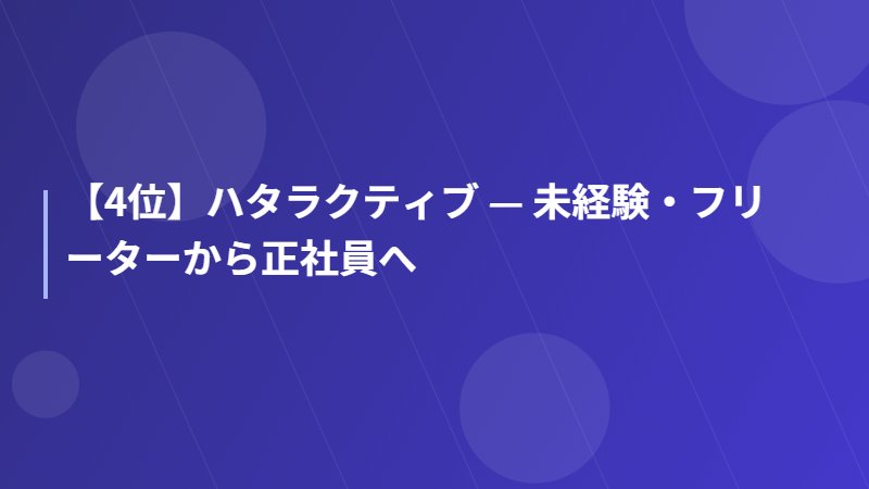 【4位】ハタラクティブ — 未経験・フリーターから正社員へ